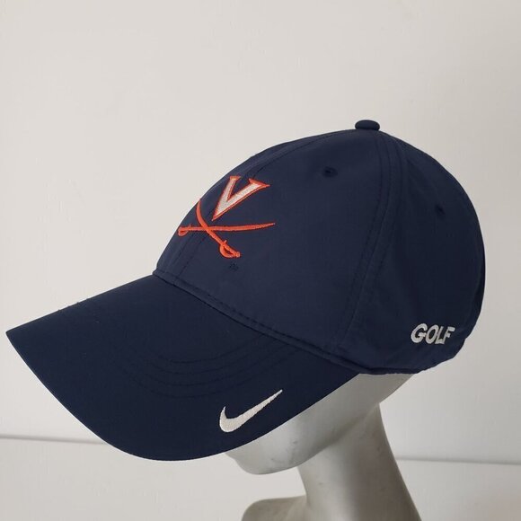 NIKE Golf UVA Cavaliers Unisex Adjustable Back Strap Navy Blue Baseball Cap - Picture 14 of 14